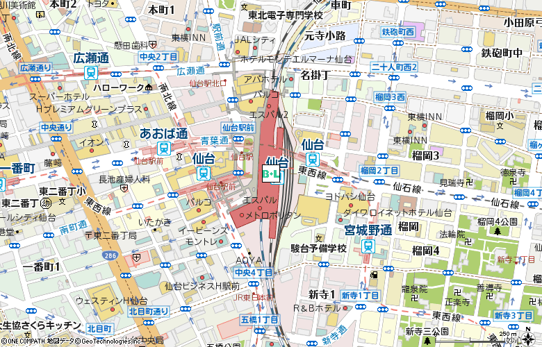 アイシティ　エスパル仙台店付近の地図